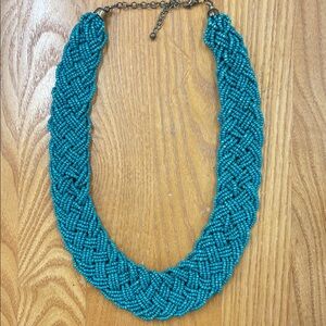 Faux turquoise Braided Beaded Necklace